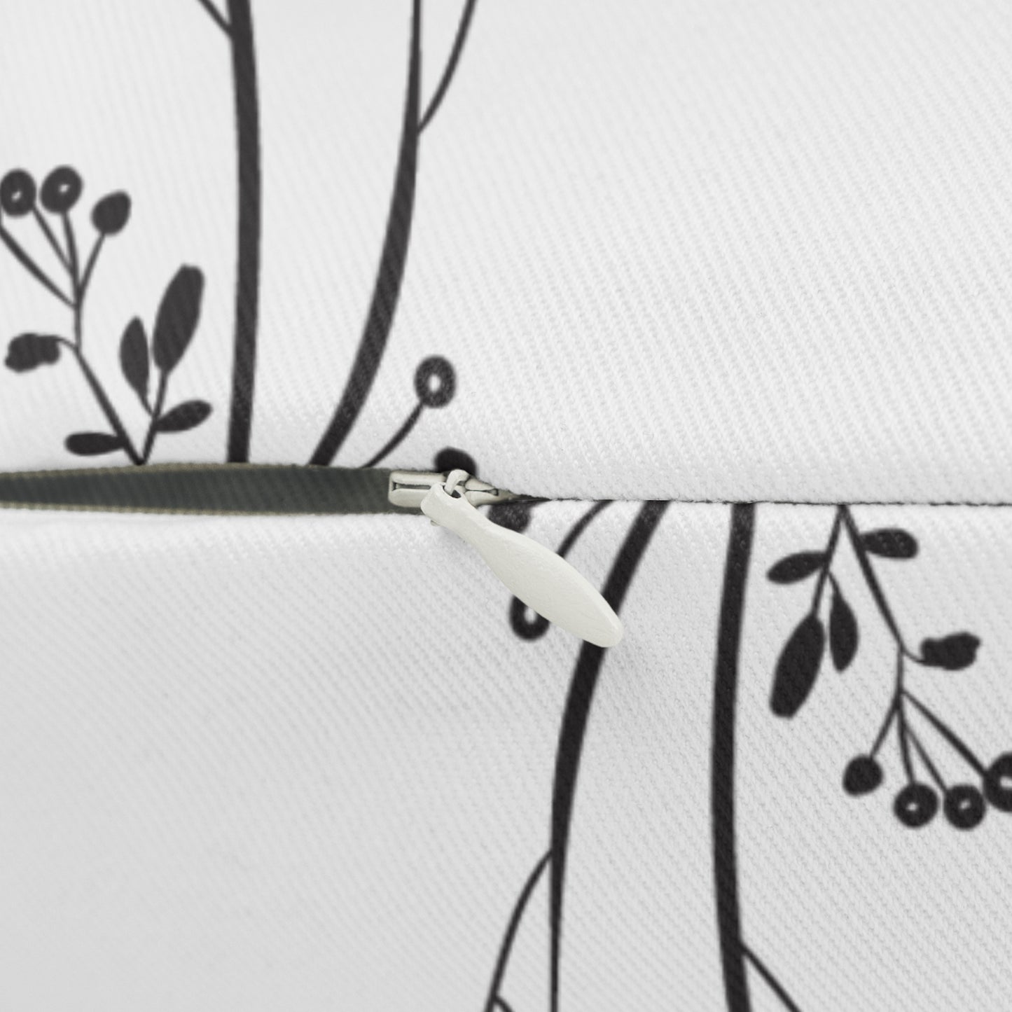 black and white floral Spun Polyester Lumbar Pillow