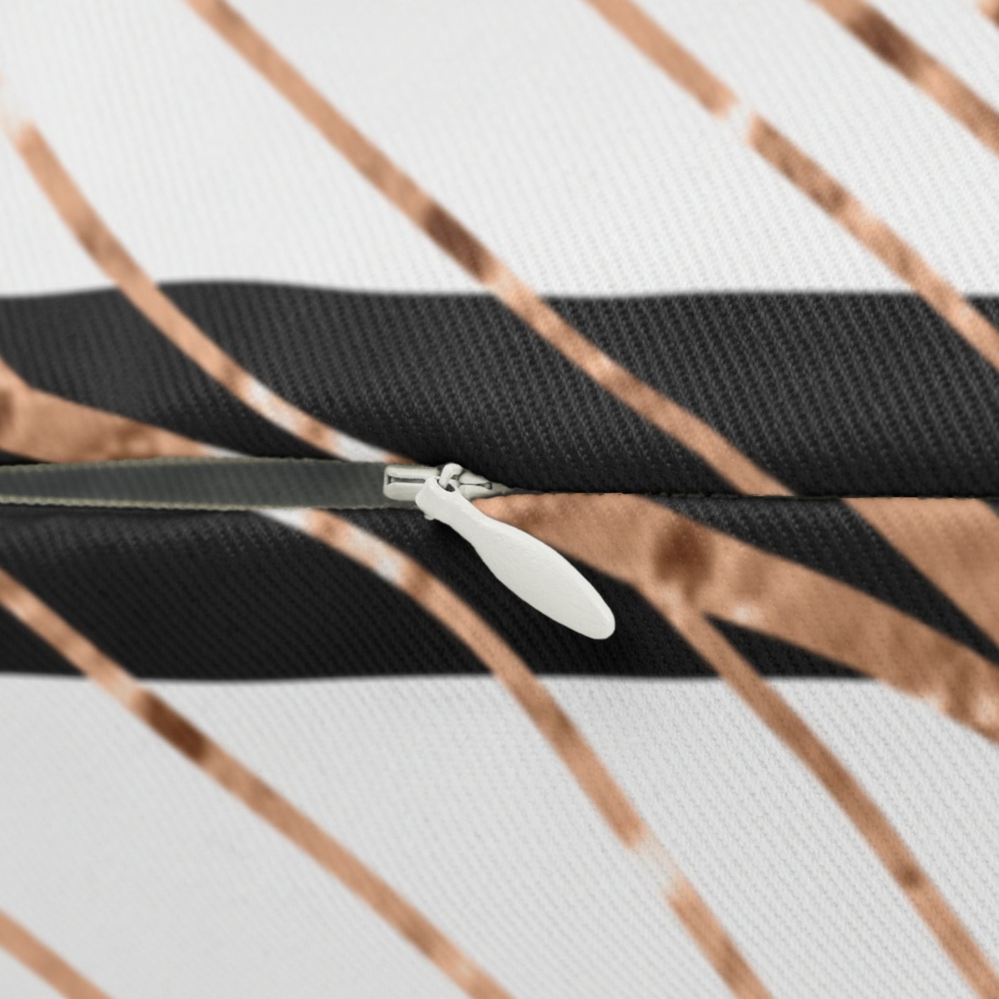 Black and white stripe gold Spun Polyester Lumbar Pillow