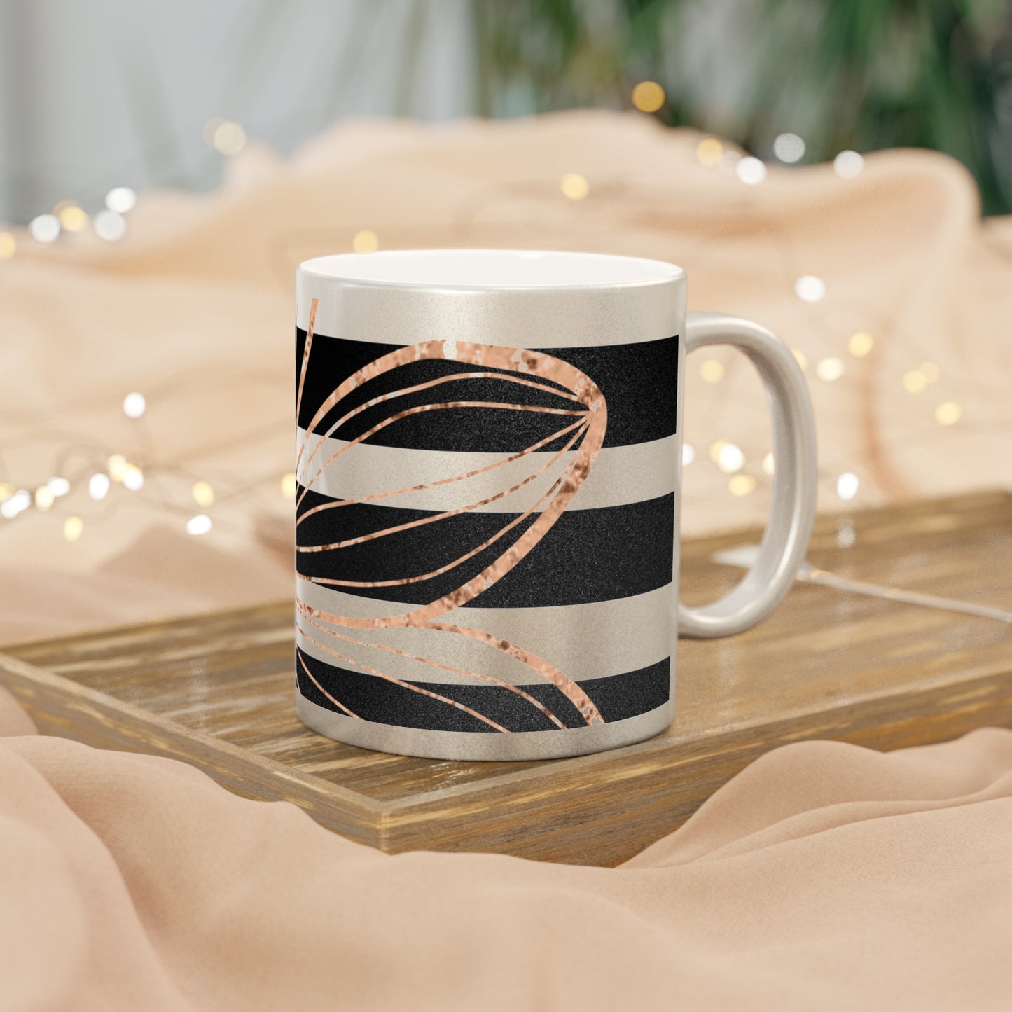 black and white stripe Metallic Mug (Silver\Gold)