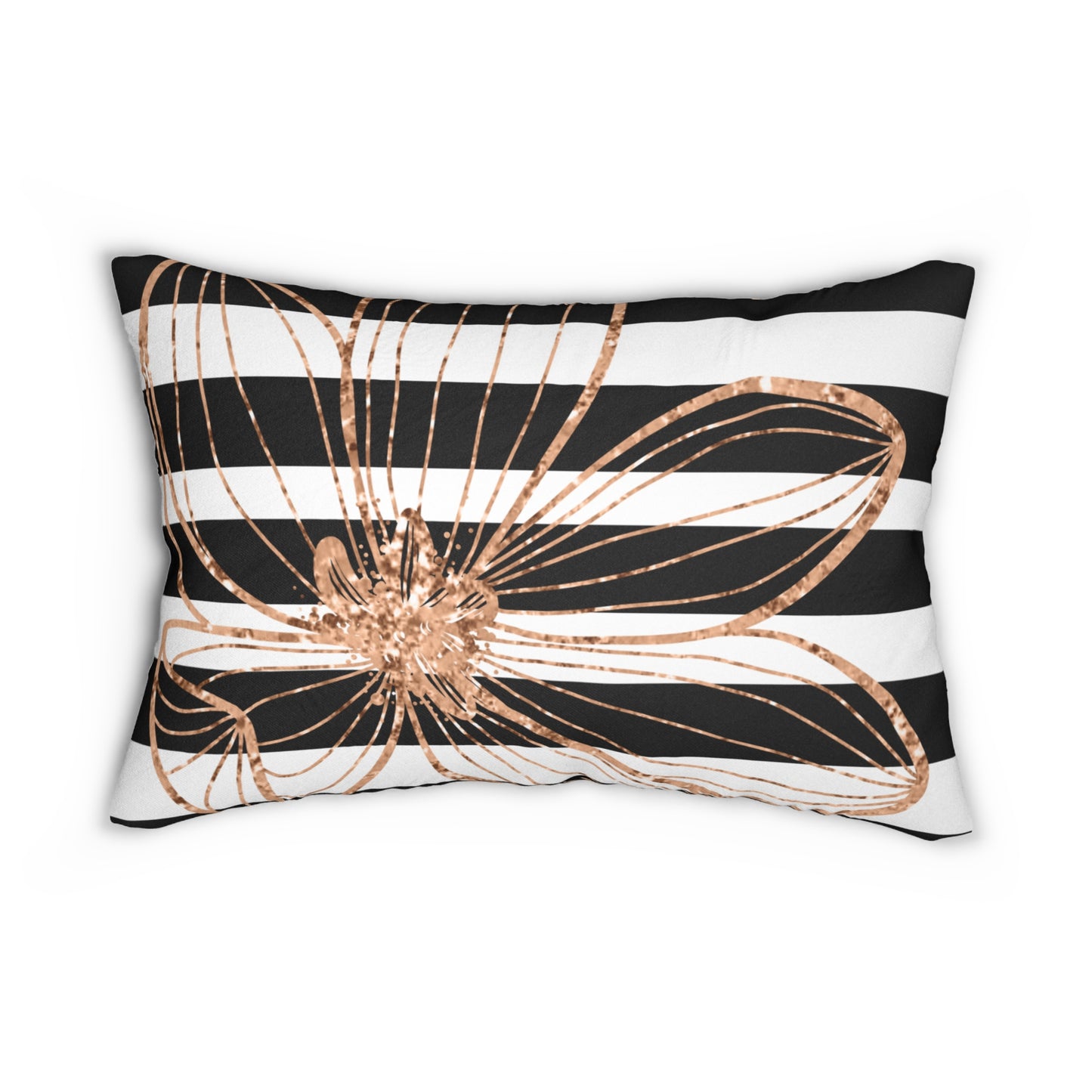 Black and white stripe gold Spun Polyester Lumbar Pillow